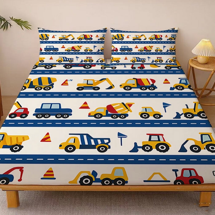 Premium Soft Cartoon Print Fitted Sheet Set – 16" Deep Pocket Comfort