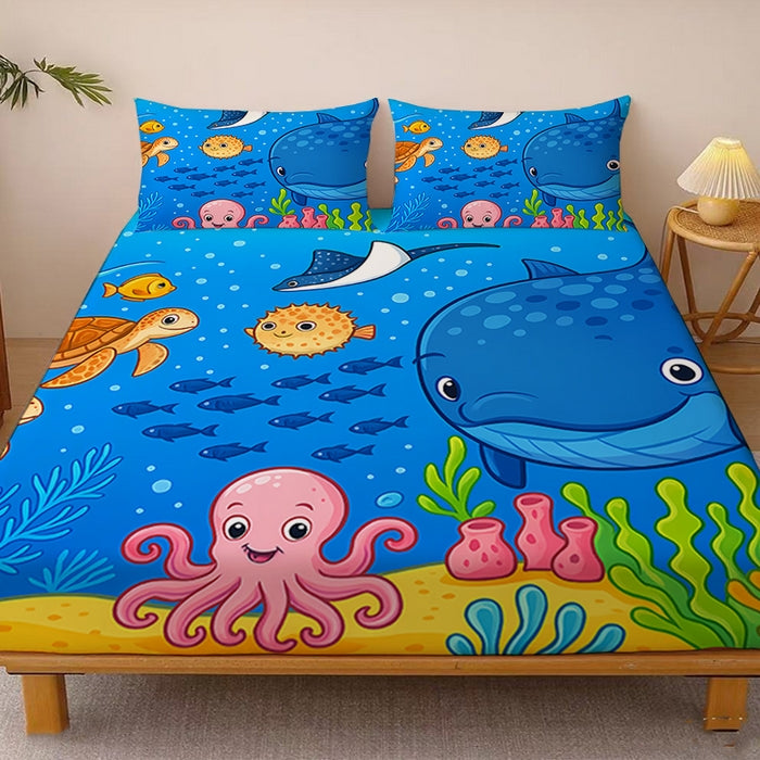 Premium Soft Cartoon Print Fitted Sheet Set – 16" Deep Pocket Comfort